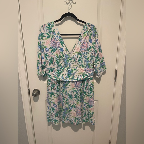Lilly Pulitzer Floral Midi Dress - Green and Blue - Picture 1 of 5